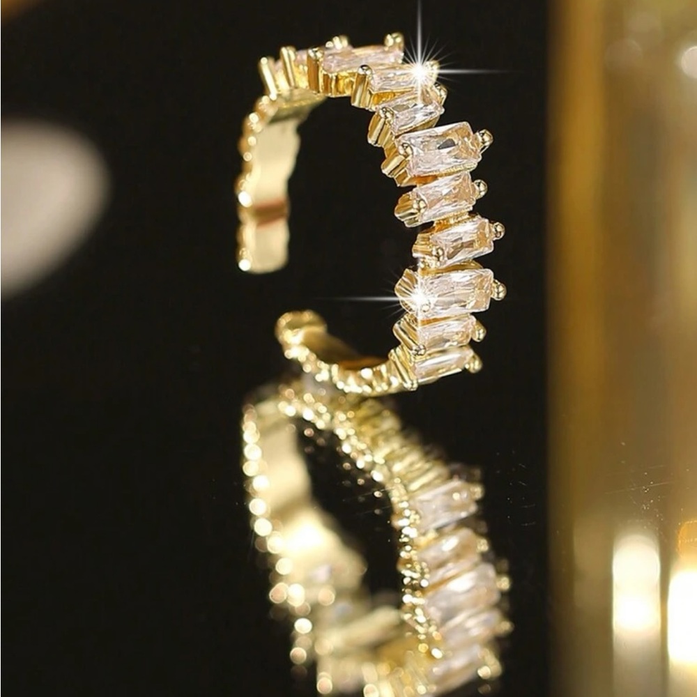 Baguette Cubic Zirconia Gold Plated Ring - Picture 5 of 7